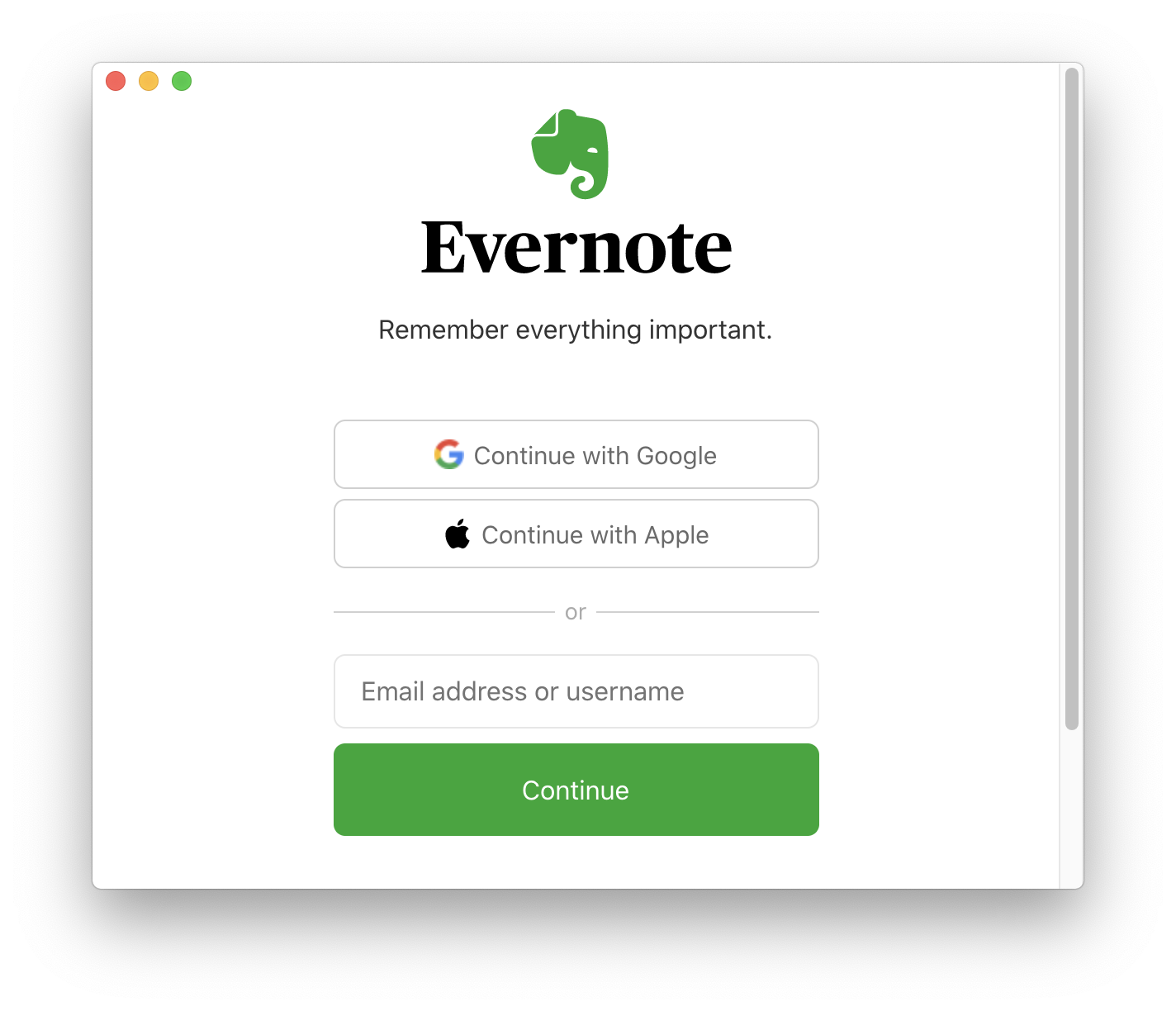 evernote login with google account