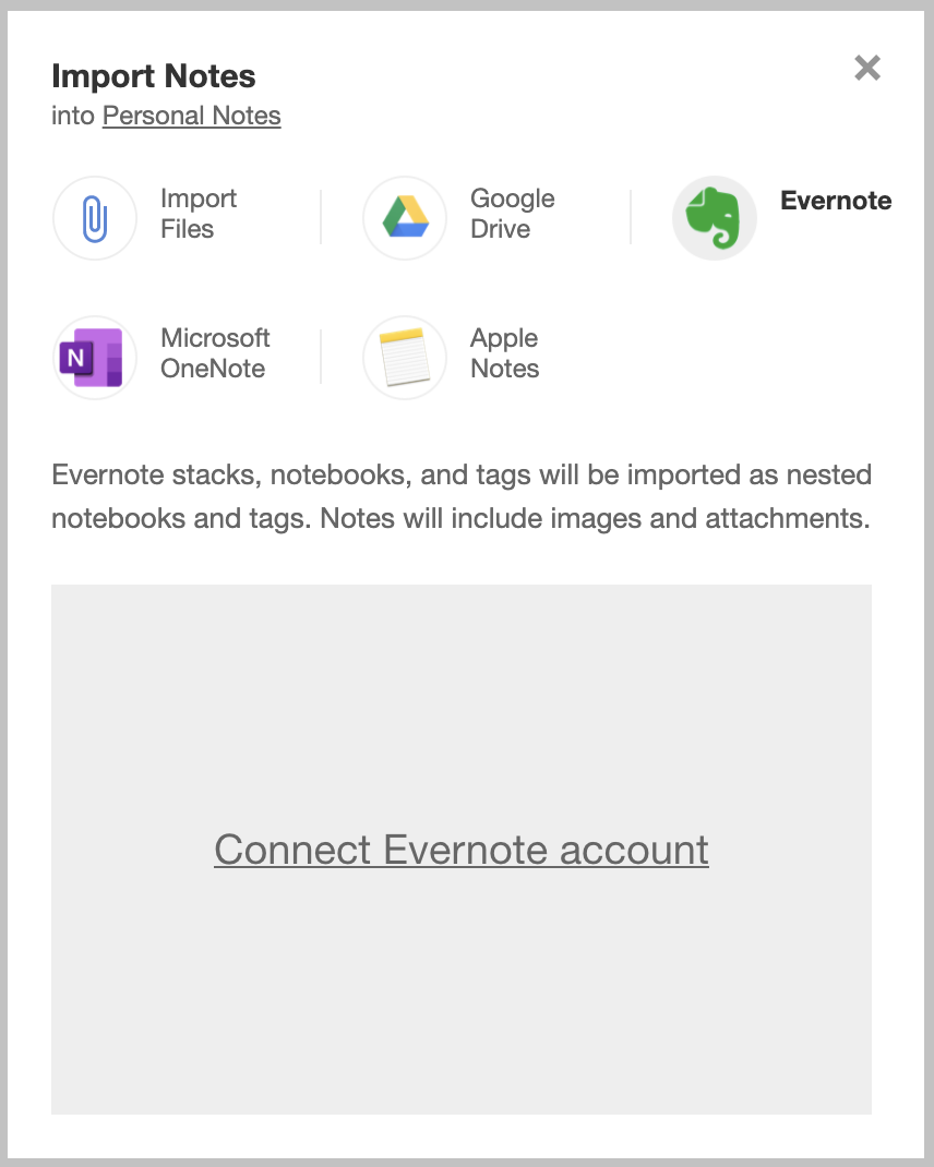 evernote login with google account