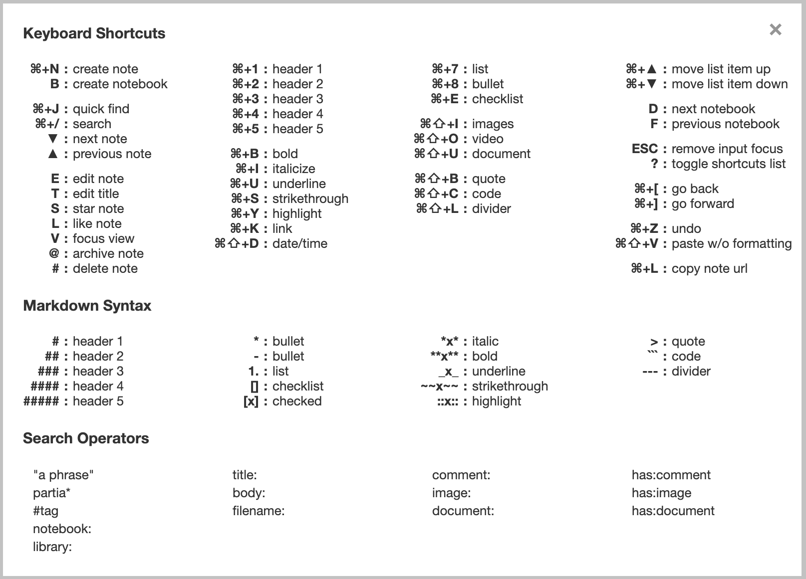 swinsian keyboard shortcuts